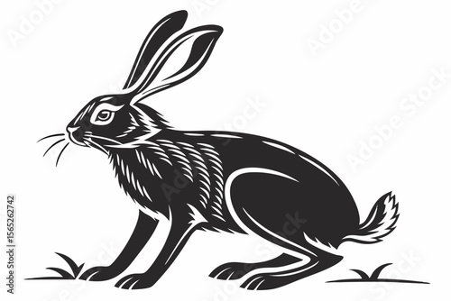 rabbit sihouette black vector