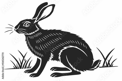 rabbit sihouette black vector