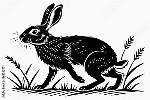 rabbit sihouette black vector