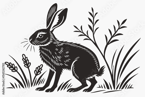 rabbit sihouette black vector