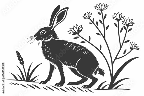 rabbit sihouette black vector
