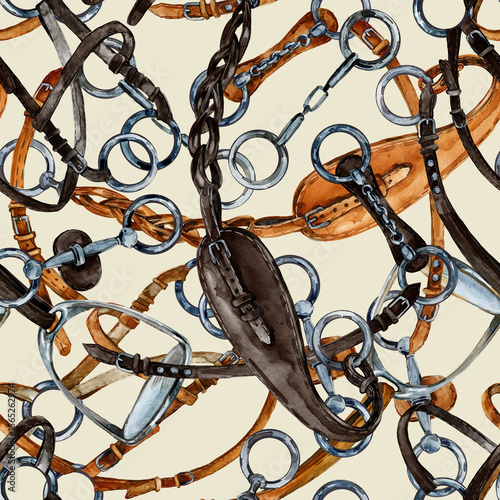Harness horse Seamless pattern. equestrian seamless background
