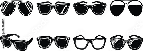 Vector art of various sunglasses styles isolated on transparent background