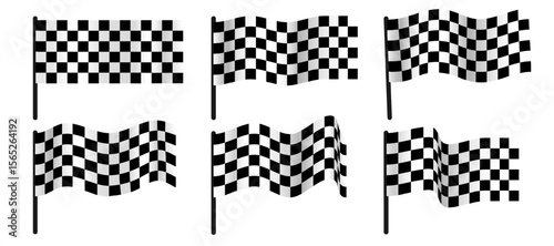 Ser of crossed checkered racing flags, symbolizing Formula or motorsport championships. Simple and iconic design, isolated on a white background. Vector EPS10
