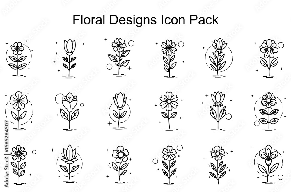 Naklejka premium Floral Designs Icon Pack