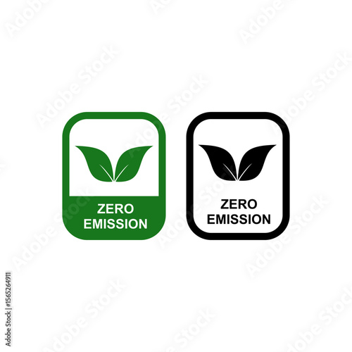 Eco-friendly zero emission logo design with green leaves, symbolizing environmental sustainability, clean energy, and a commitment to a healthier planet.