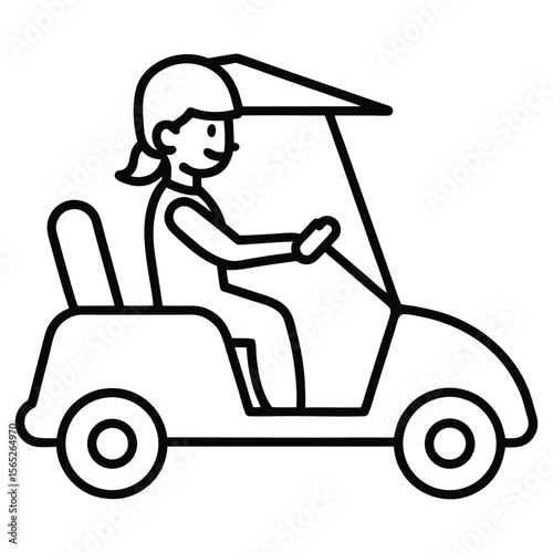 Woman driving a golf cart isolated on white vector