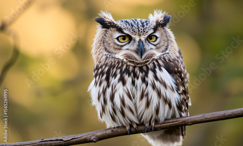 a real owl with half-closed eyes and messy feathers perched on a branch at dawn exhausted expression