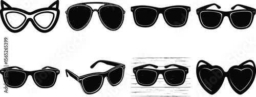 Vector art of various styles of sunglasses isolated on transparent background