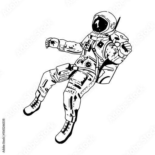 floating astronaut in space suit vector artwork