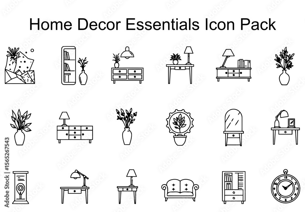 Naklejka premium Home Decor Essentials Icon Pack