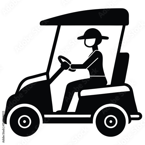 Woman driving a golf cart isolated on white vector
