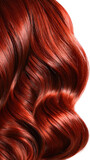 Red shiny wavy hair texture with vibrant red hair color and smooth silky strands creating luxurious and healthy look