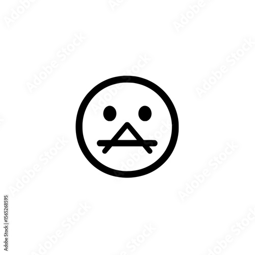 Vector icon of face with triangular mouth expressing unique emotions and abstract design