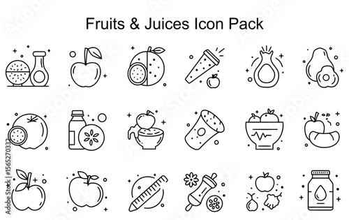 Fruits & Juices Icon Set