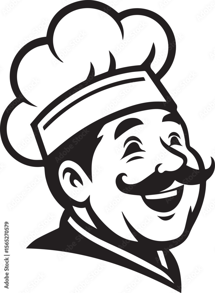 Obraz premium chef face vector design for restaurant. restaurant element vector line art illustrator