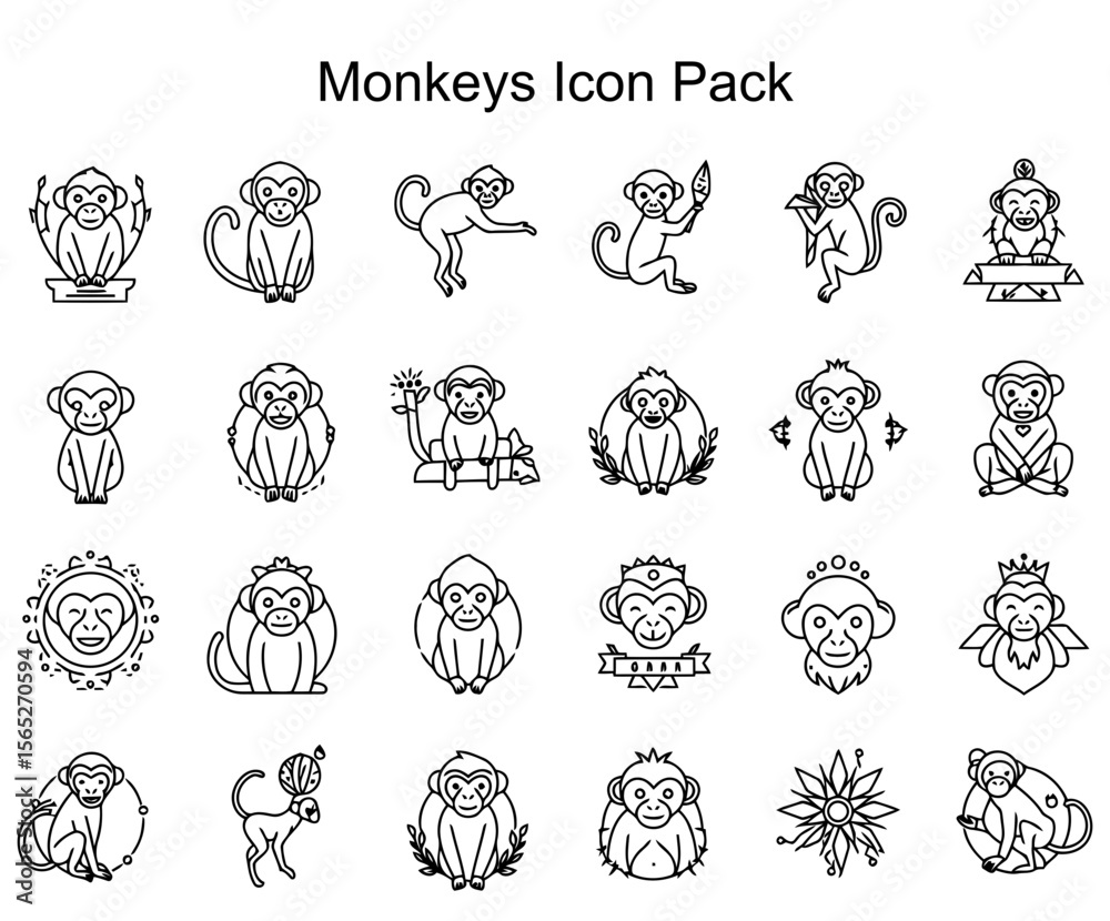 Obraz premium Cute Monkey Icons
