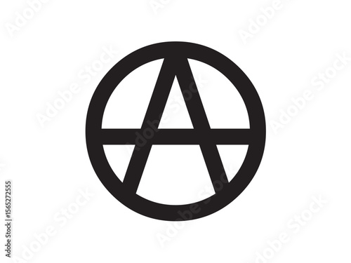 Vector isolated one single simple letter A in round frame colorless black symbol icon logo infographics on a white background simple minimal graphic element