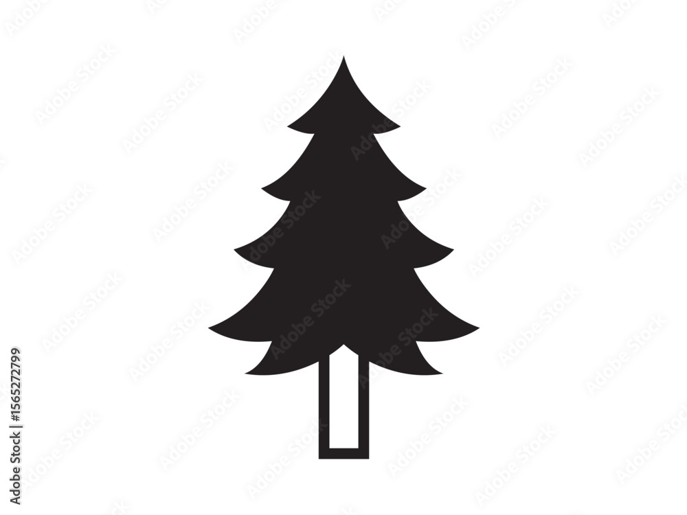 Fototapeta premium Vector isolated one single simple fir tree colorless black symbol icon logo infographics on a white background simple minimal graphic element