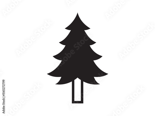 Vector isolated one single simple fir tree colorless black symbol icon logo infographics on a white background simple minimal graphic element