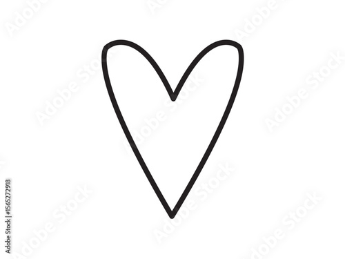Vector isolated one single simple minimal vertical heart doodle shape colorless black and white contour line easy drawing
