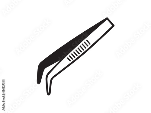 Vector isolated tweezers eyebrow colorless black and white flat symbol icon logo infographics on a white background silhouette shadow shape stencil solid black