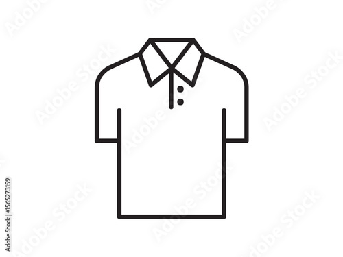 Vector isolated one single simple minimal white polo t shirt  icon colorless black and white contour line easy drawing