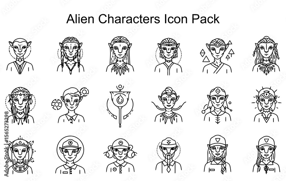 Obraz premium Alien Characters Icon Pack