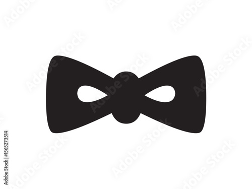 Vector isolated one single simple bow tie solid black symmetrical colorless black and white flat symbol icon logo infographics on a white background silhouette shadow shape stencil solid black