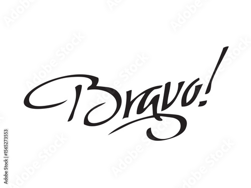 Vector isolated lettering word BRAVO text hand written marker style colorless black symbol icon logo infographics on a white background simple minimal graphic element