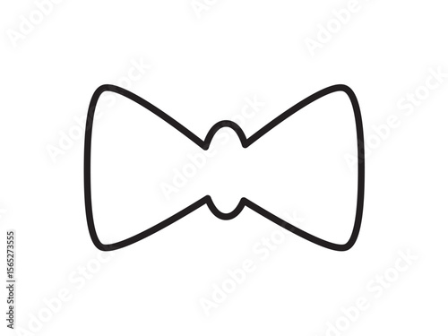 Vector isolated one single simple bow tie contour line  symmetrical colorless black and white flat symbol icon logo infographics on a white background silhouette shadow shape stencil solid black