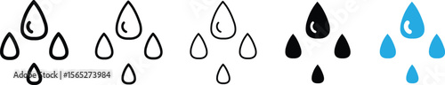 Raindrops icons vector pack.Water drop shape icon pack.