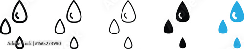 Raindrops icons vector pack.Water drop shape icon pack.