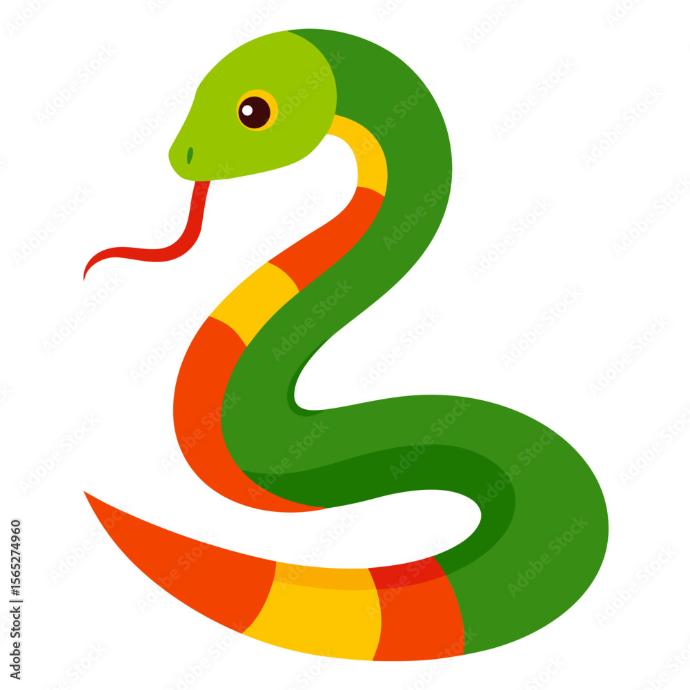 Fototapeta premium green snake vector illustration