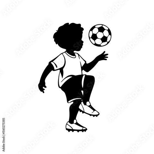 Dynamic Silhouette of a Young Soccer Player in Action
