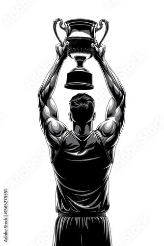 Champion Athlete Holding Trophy Illustration