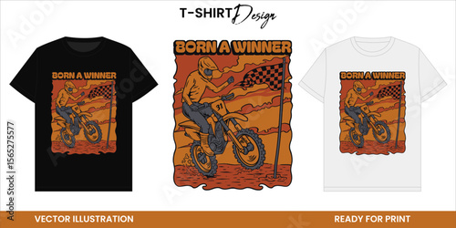 Motocross Finish Line. Born a Winner T-Shirt Design