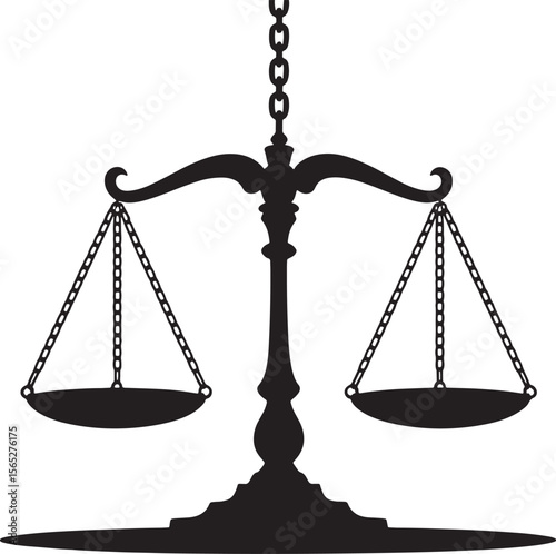 Silhouette of Scales of Justice Hanging Symbolizing Law Judgement and Legal Concepts