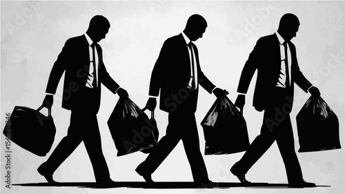 Silhouette Businessman with Heavy Bags — Visual Metaphor for Corporate Responsibility and Stress