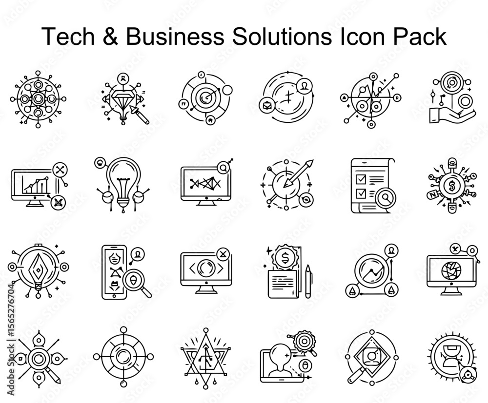Fototapeta premium Tech & Business Solutions Icons