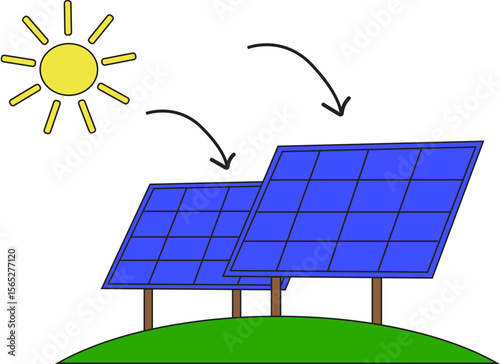 Solar Panel illustration, renewable energy, sun power 