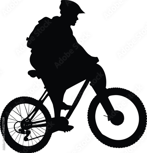 Silhouette of a cyclist riding a bicycle in a vector illustration