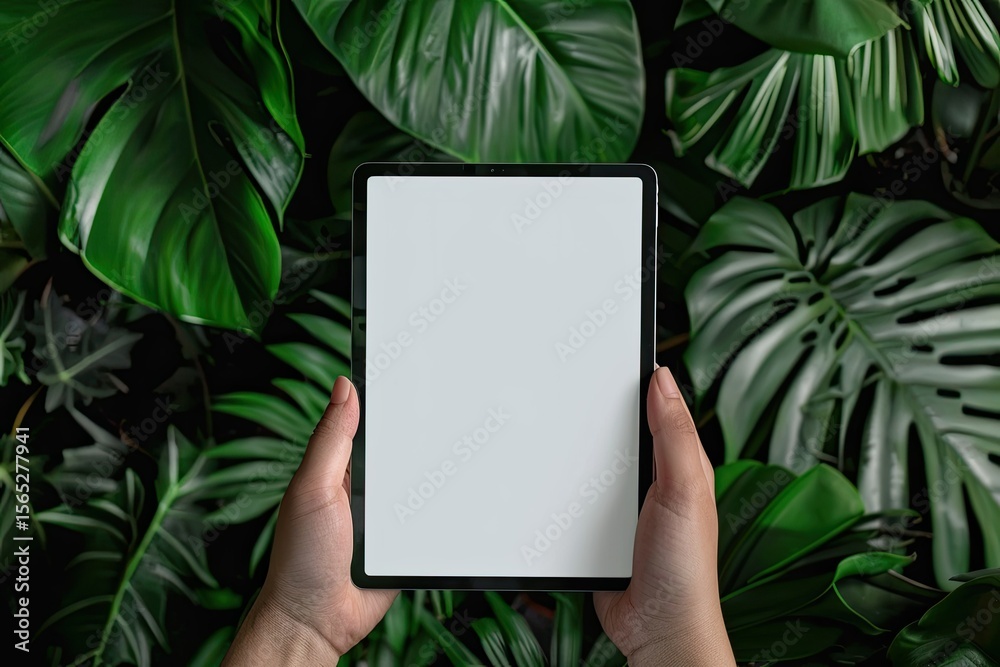 High Resolution Image of Cropped Hands of Person Holding Blank Digital Tablet High Resolution Image of Cropped Hands of Person Holding Blank Digital Tablet