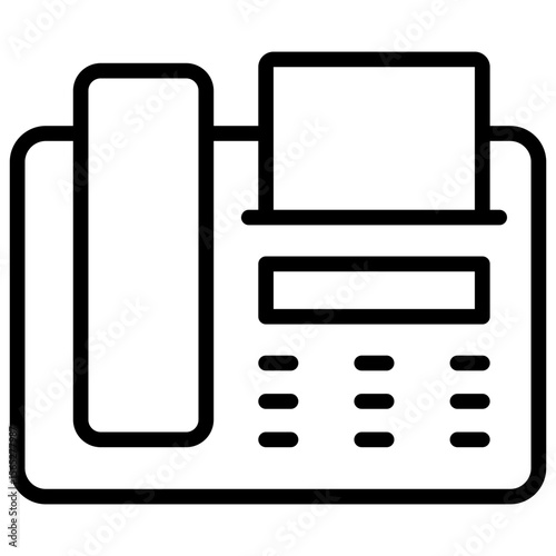 Office Telephone Outline Style Icon Vector Design - traditional landline phone device, symbolizing office contact or customer service