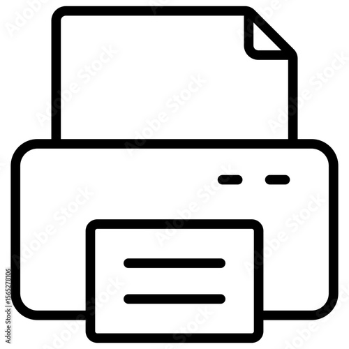 Fax Document Outline Style Icon Vector Design - Printer with a document and fax paper, symbolizing fax communication or document transmission