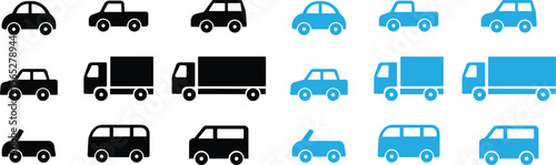 large set of simple vehicle silhouettes Commercial Vehicle Icons Simple car and truck icon set stock illustration Icon Symbol, Truck, Pick-up Truck, Car, Land Vehicle set of trucks silhouette
