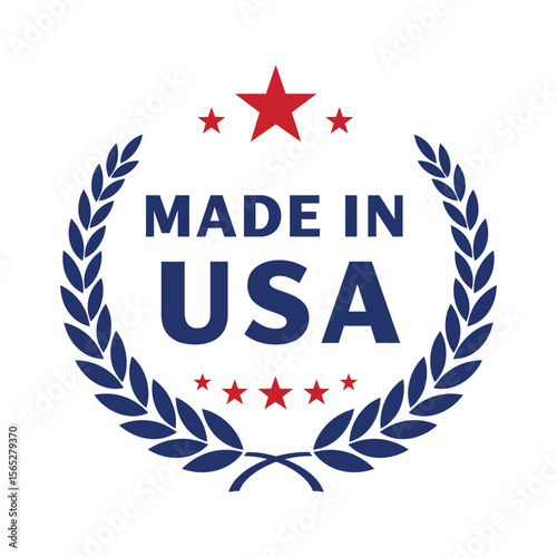 "Made in USA Badge Vector – Premium Quality American Product Seal with Flag and Stars"