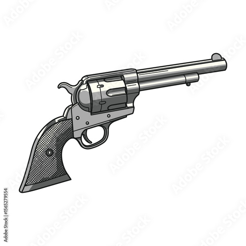 "Vintage Revolver Gun Vector – Classic Western Style Handgun Illustration in Gray Tones"









