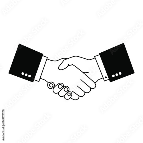 "Handshake Icon Vector – Business Agreement, Partnership, and Deal Symbol Illustration"