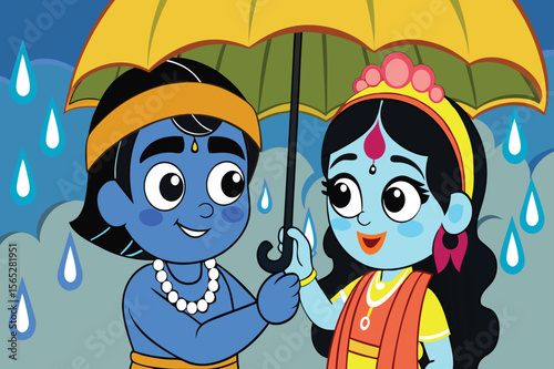 Makhan Mischief: Baby Gopal and Joyful Radha